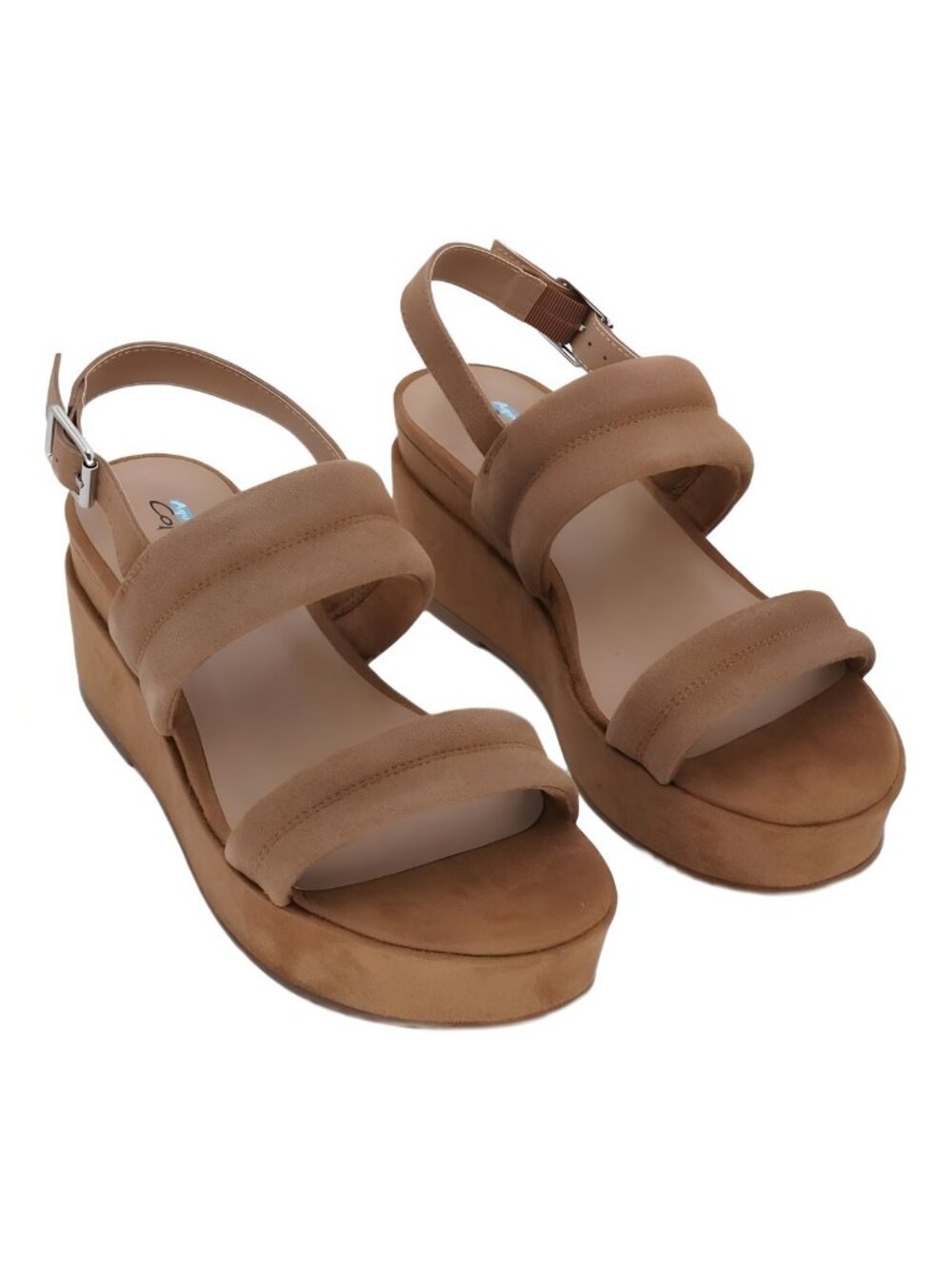 Aqua College Women's Nadi Slingback Platform Sandal Tan Suede Brown Size 7.5M